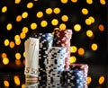 Christmas setting with poker chips Royalty Free Stock Photo