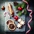 Christmas setting with seasonal holiday baking Royalty Free Stock Photo