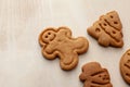 christmas shaped cookies on white wooden background