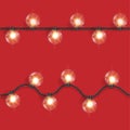 Christmas shining garland. Realistic 3d design light effect. New year decorative element multicolored lamps. colored