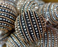 Christmas gold and black balls closeup, festive background