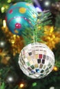 Christmas shiny toys balls on the tree for the new year holiday Royalty Free Stock Photo