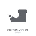 christmas shoe icon. Trendy christmas shoe logo concept on white