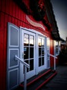 Christmas shop doors with reflections