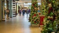 Christmas Shoppers In Mall Blurred