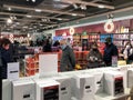 Christmas shoppers queueing and wearing masks