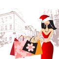 Christmas shopping, fashion woman