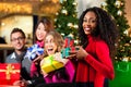 Christmas shopping - friends in mall Royalty Free Stock Photo