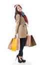 Christmas shopping girl holding bags Royalty Free Stock Photo