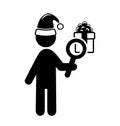 Christmas Shopping Man Search Gifts Flat Black Pictogram Icon Royalty Free Stock Photo