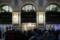 Christmas shopping in Milan, Italy - The shop windows of PRADA luxury boutique store in Galleria Vittorio Emanuele II