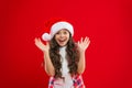 Christmas shopping. New year party. Santa claus kid. Happy winter holidays. Small girl. Present for Xmas. Childhood Royalty Free Stock Photo