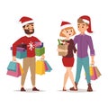 Christmas shopping people vector