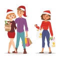 Christmas shopping people vector