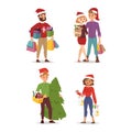 Christmas shopping people vector