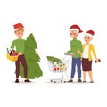 Christmas shopping people vector