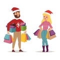 Christmas shopping people vector