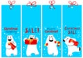 Christmas shopping tags with polar beer. Labels with cute flat a