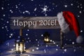 Christmas Sign Candlelight Santa Hat Happy 2016