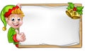 Christmas Sign Santa Helper Elf Thumbs Up Royalty Free Stock Photo