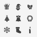 Christmas silhouette icons collection
