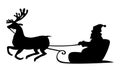 Christmas silhouette Santa Claus riding on reindeer sleigh Royalty Free Stock Photo