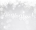Christmas silver background with snowflakes and Ho Ho Hooo! Royalty Free Stock Photo