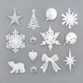 Christmas Silver and Frosted White Bauble Decorations
