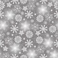 Christmas silvery seamless pattern with snowflakes Royalty Free Stock Photo