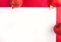 Christmas simple frame with red bulbs Royalty Free Stock Photo