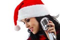 Christmas Singer with microphone Royalty Free Stock Photo