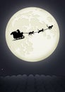 Christmas sleigh with cats in the moonlight