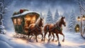 A Christmas sleigh ride with a horse drawn sleigh gliding through a winter wonderland. Royalty Free Stock Photo