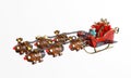 Christmas sleigh with six deer robots.3d render