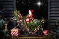 Christmas Sleigh in Window Star in Night Sky Royalty Free Stock Photo