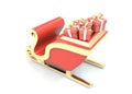 Christmas sliegh, sled with gifts, 3d render Royalty Free Stock Photo