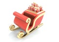 Christmas sleigh, sled with gifts, 3d render Royalty Free Stock Photo