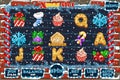 Christmas Slot, game UI interface menu and icons Royalty Free Stock Photo