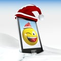 christmas smiley on generic mobile phone 3d illustrated