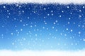 Christmas snow background with blue winter sky and falling snowflakes Royalty Free Stock Photo