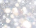 Christmas snow background and bokeh lights Royalty Free Stock Photo