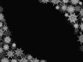 Christmas snow background frame with snowflakes black