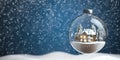 Christmas snow ball with house inside it and snowfall