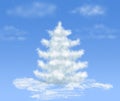 Christmas snow cloud dream tree on blue