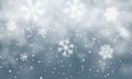 Christmas snow. Falling snowflakes on blue background. Snowfall. Vector illustration Royalty Free Stock Photo