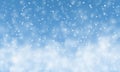 Christmas snow. Falling snowflakes on blue background. Snowfall. Vector illustration Royalty Free Stock Photo