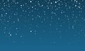 Christmas snow. Falling snowflakes on blue background. Snowfall. Vector illustration Royalty Free Stock Photo