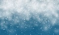 Christmas snow. Falling snowflakes on blue background. Snowfall. Vector illustration Royalty Free Stock Photo