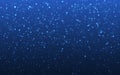 Christmas snow. Falling snowflakes on blue background. Snowfall. Vector illustration