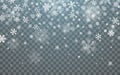 Christmas snow. Falling snowflakes on dark background. Snowflake transparent decoration effect. Xmas snow flake pattern. Magic Royalty Free Stock Photo